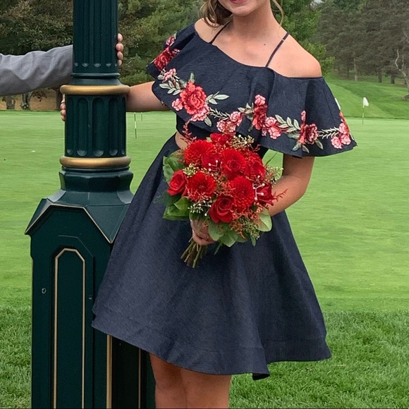 Denim and Roses Homecoming Dress! - Picture 4 of 7